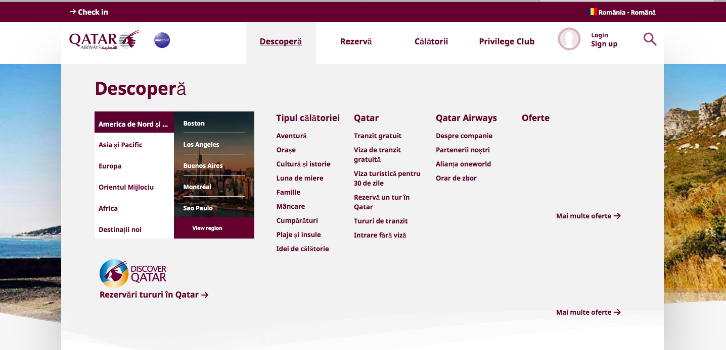 Qatar Airways a lansat site-ul web în limba română